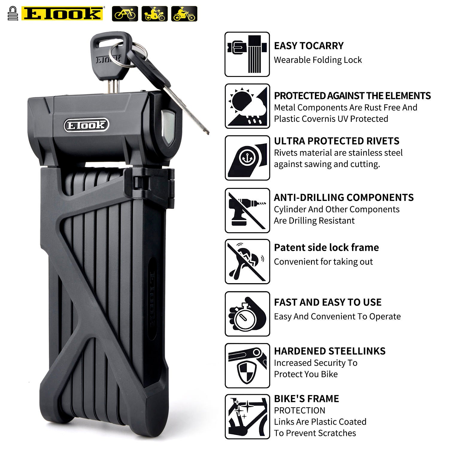 Meter Folding Bicycle Lock